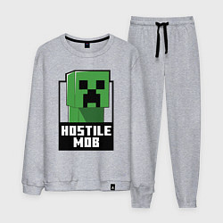 Костюм хлопковый мужской Minecraft hostile mob, цвет: меланж