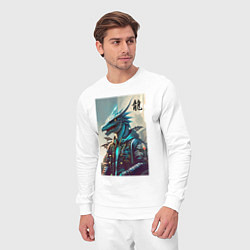 Костюм хлопковый мужской Cool dragon - ai art fantasy, цвет: белый — фото 2
