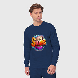 Костюм хлопковый мужской Текст smile, цвет: тёмно-синий — фото 2