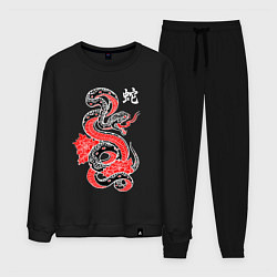 Костюм хлопковый мужской Черный змей - китайский иероглиф, цвет: черный