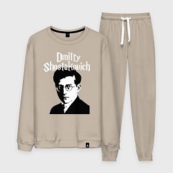 Костюм хлопковый мужской Дмитрий Шостакович с портретом, цвет: миндальный