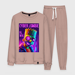 Костюм хлопковый мужской Bart Simpson cyber zombie - halloween ai art, цвет: пыльно-розовый