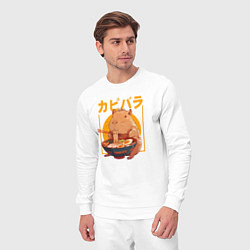 Костюм хлопковый мужской Japan style capybara, цвет: белый — фото 2