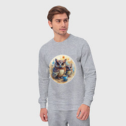 Костюм хлопковый мужской Совушки с кофе, цвет: меланж — фото 2