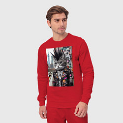 Костюм хлопковый мужской Нью-Йоркский панк музыкант - нейросеть, цвет: красный — фото 2