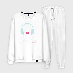 Костюм хлопковый мужской Music lips, цвет: белый