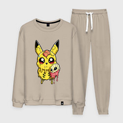 Костюм хлопковый мужской Пикачу желтый монстр, цвет: миндальный