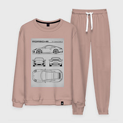 Костюм хлопковый мужской Porsche 911 гоночный автомобиль, цвет: пыльно-розовый