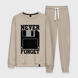 Костюм хлопковый мужской Дискета - никогда не забуду - ретро диск, цвет: миндальный