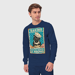 Костюм хлопковый мужской Кот пекарь, цвет: тёмно-синий — фото 2