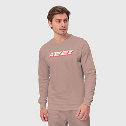 Костюм хлопковый мужской Ateez logo, цвет: пыльно-розовый — фото 2