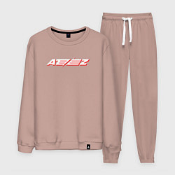 Костюм хлопковый мужской Ateez logo, цвет: пыльно-розовый