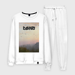 Костюм хлопковый мужской Denis птицы в небе, цвет: белый