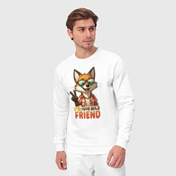 Костюм хлопковый мужской Лисёнок в очках - little fox - мой дикий друг, цвет: белый — фото 2