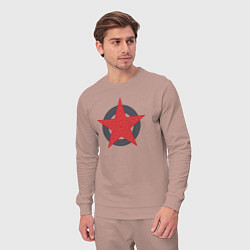 Костюм хлопковый мужской Red star symbol, цвет: пыльно-розовый — фото 2