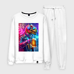 Костюм хлопковый мужской Dude beersaur - neon glow, цвет: белый