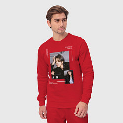 Костюм хлопковый мужской Stray kids Han Jisung, цвет: красный — фото 2