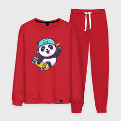 Костюм хлопковый мужской Skater panda, цвет: красный