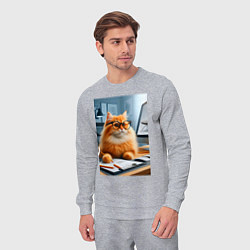 Костюм хлопковый мужской Рыжий кот дизайнер - нейроарт, цвет: меланж — фото 2