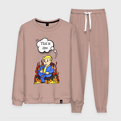 Костюм хлопковый мужской Vault boy in the fire, цвет: пыльно-розовый