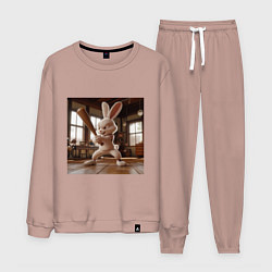 Костюм хлопковый мужской Заяц и бейсбол, цвет: пыльно-розовый