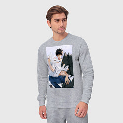 Костюм хлопковый мужской Магическая битва Мэгуми Фусигуро арт, цвет: меланж — фото 2