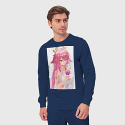 Костюм хлопковый мужской Genshin Impact Яэ Мико, цвет: тёмно-синий — фото 2