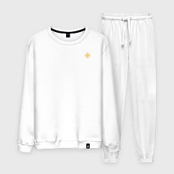 Костюм хлопковый мужской Кто к нам с мечом придет ника большая желтая текст, цвет: белый