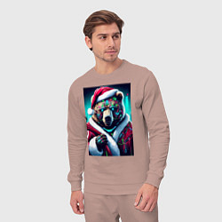 Костюм хлопковый мужской Cyber bear - Santa Claus, цвет: пыльно-розовый — фото 2