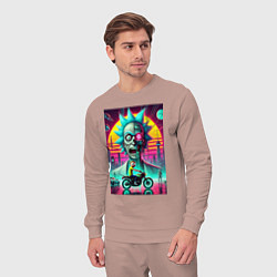 Костюм хлопковый мужской Кибер Рик и Морти на мотоцикле, цвет: пыльно-розовый — фото 2