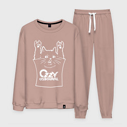 Костюм хлопковый мужской Ozzy Osbourne - cat rock, цвет: пыльно-розовый