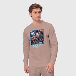 Костюм хлопковый мужской Сюэй, цвет: пыльно-розовый — фото 2