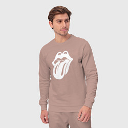Костюм хлопковый мужской Rolling Stones - white logo, цвет: пыльно-розовый — фото 2