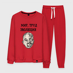 Костюм хлопковый мужской Мир труд эволюция, цвет: красный