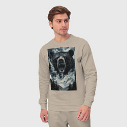 Костюм хлопковый мужской Медведь с оскаленной пастью, цвет: миндальный — фото 2