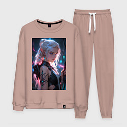 Костюм хлопковый мужской Прекрасная девушка-эльф с луком, цвет: пыльно-розовый