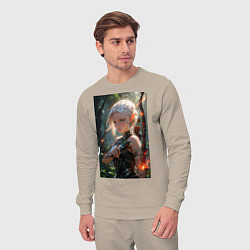 Костюм хлопковый мужской Девушка-эльф с магическим луком, цвет: миндальный — фото 2