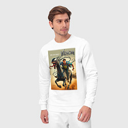 Костюм хлопковый мужской Eddie rides a symbiote horse - Venom 3, цвет: белый — фото 2