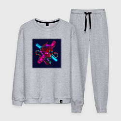 Костюм хлопковый мужской Неоновый демон они, цвет: меланж