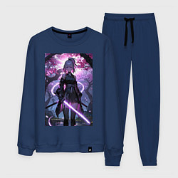 Мужской костюм Девушка с катаной на фоне цветущей сакуры