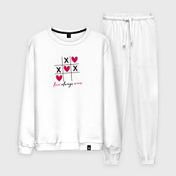 Костюм хлопковый мужской Любовь всегда побеждает - крестики-нолики, но с се, цвет: белый