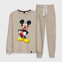 Костюм хлопковый мужской Микки - мышь, цвет: миндальный