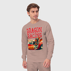 Костюм хлопковый мужской Dragon cool racer - ai art, цвет: пыльно-розовый — фото 2