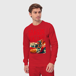 Костюм хлопковый мужской Dragon cool racer - ai art, цвет: красный — фото 2