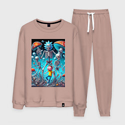 Костюм хлопковый мужской Skeleton Rick and Morty - ai art fantasy, цвет: пыльно-розовый