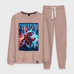Костюм хлопковый мужской Dude bull terrier - cyberpunk, цвет: пыльно-розовый