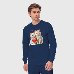 Костюм хлопковый мужской Котята с сердцем, цвет: тёмно-синий — фото 2