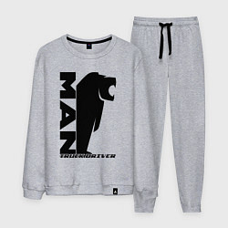 Костюм хлопковый мужской MAN дальнобойщик чёрный логотип, цвет: меланж
