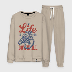 Костюм хлопковый мужской My life is going downhill, цвет: миндальный
