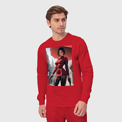 Костюм хлопковый мужской Ада Вонг из Resident Evil под зонтом, цвет: красный — фото 2